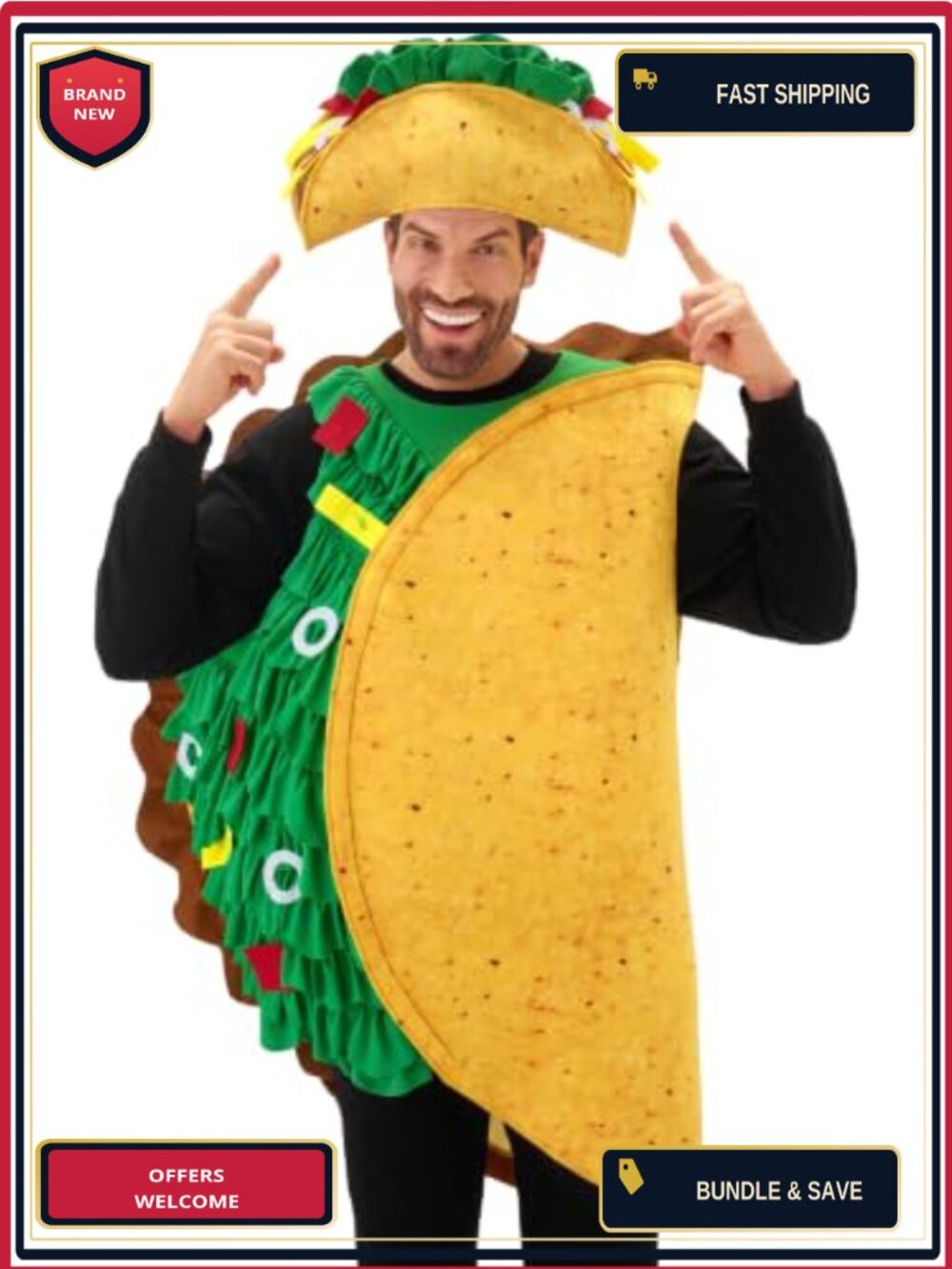 Taco Costume Adult Men with Hat Food Themed Party Halloween